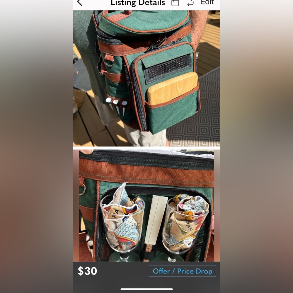 Wine Time/picnic time Backpack, new! Cutting board, knife, wine glasses, napkins